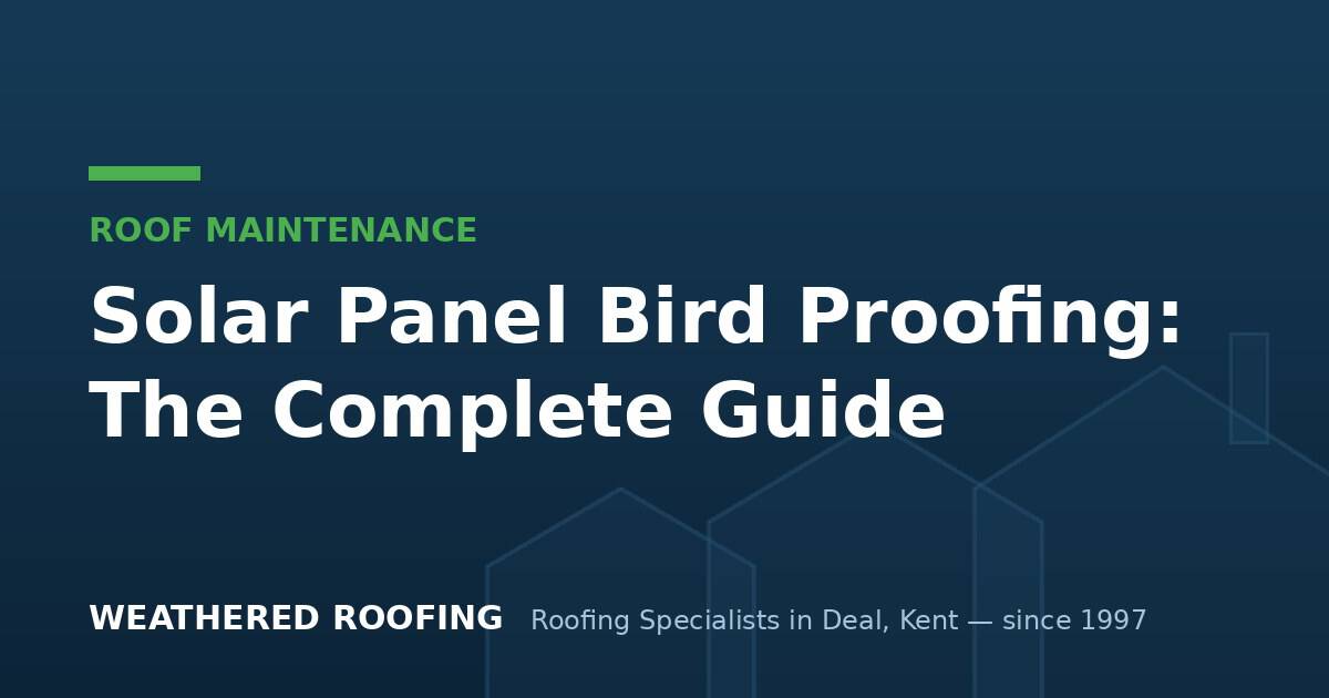 Solar panel bird proofing installation on a roof in Deal, Kent.